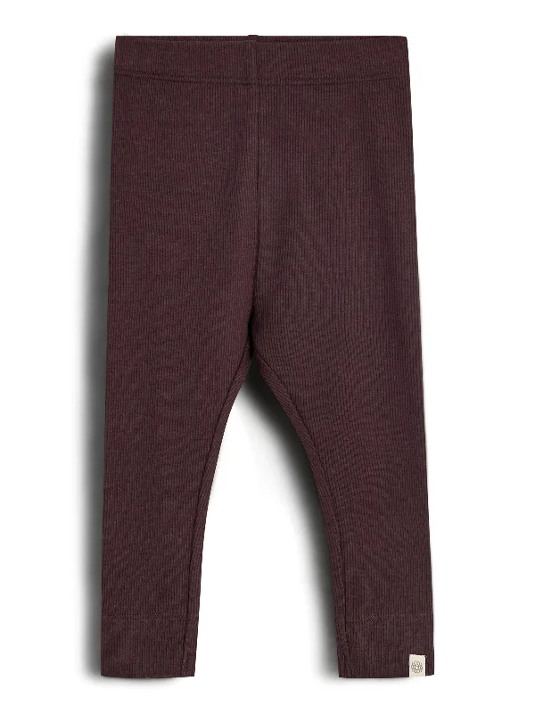 Basic Modal Rib Leggings - Little - Dark Purple