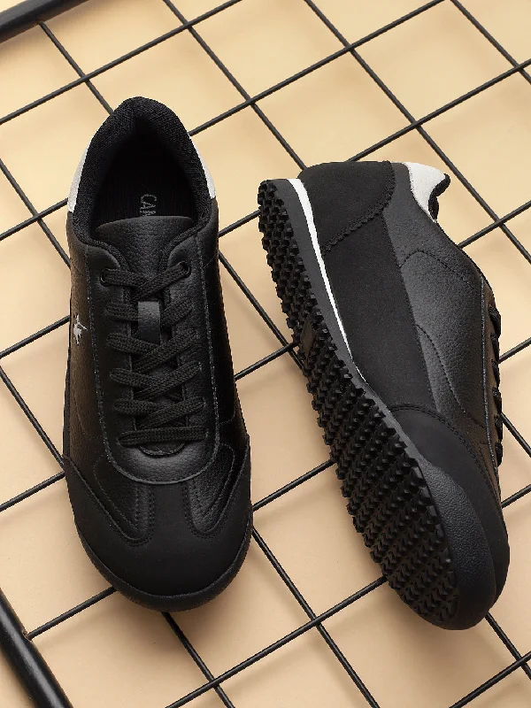 Men's Black Solid Casual Sneakers Shoes