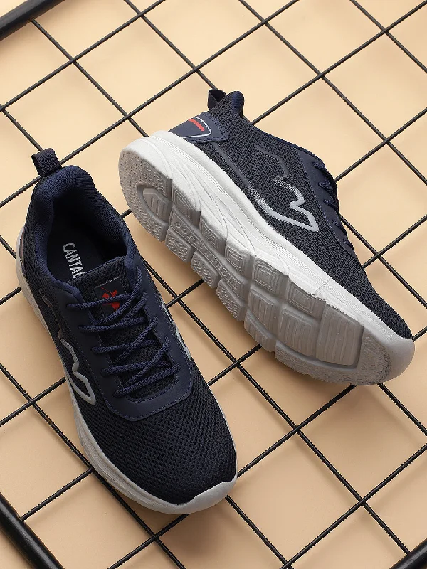 Men's Navy Blue Solid Casual Running Sports Shoes