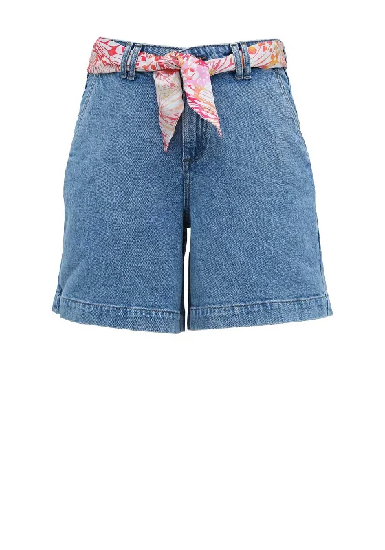 Vila Vanil Scarf Denim Shorts, Light Blue Denim