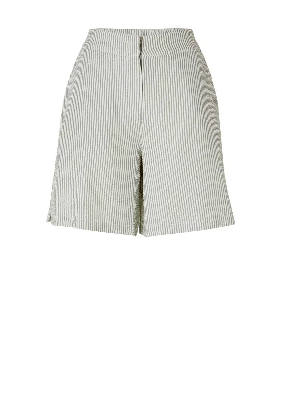 Selected Femme Vittoria Wide Striped Shorts, Snow White & Sage