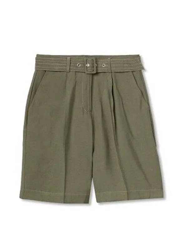 Tiffosi Peaceful Belted Shorts, Khaki Green