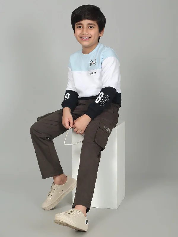 Olive Full Length Solid Regular Fit Casual Cargo for Boys