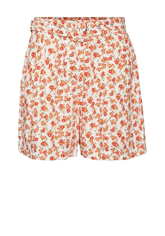 Vero Moda Rosie Floral Shorts, Cloud Dancer