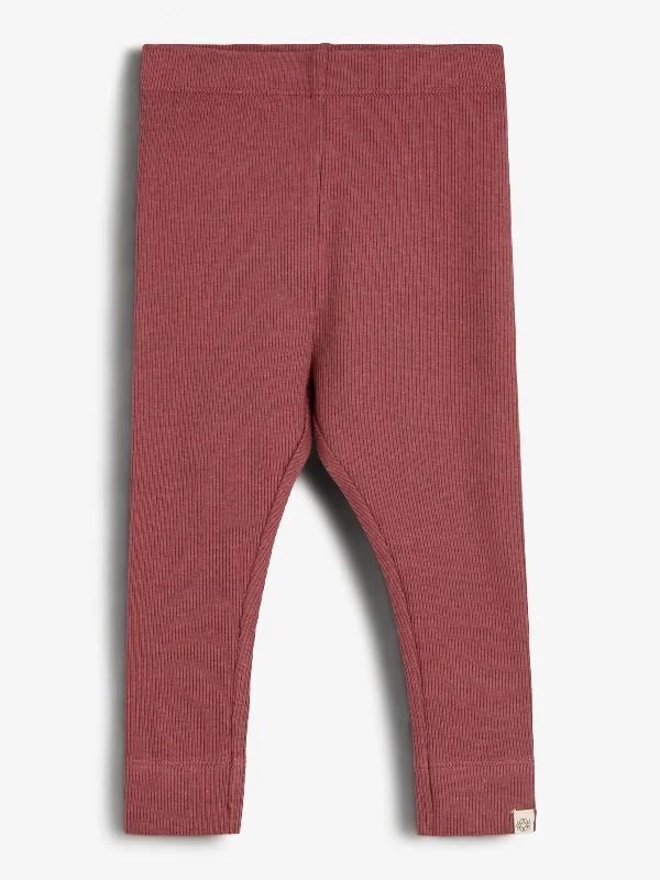 Basic Modal Rib Leggings - Little - Dark Rose